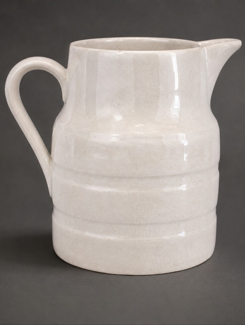 Vintage 1976 Lord Nelson Pottery White Ironstone Pitcher England Banded Jug